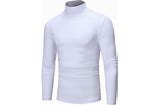 Men's T Shirt Long Sleeve Shirt Mock Turtleneck Long Sleeve Rolled collar Plain Vintage Essential Street White