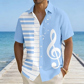 Men's Piano Musical Notes Shirt